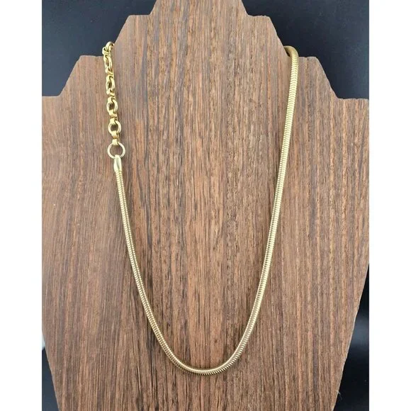 Kenneth J. Lane Gold Tone Adjustable 20" Snake Chain Necklace Vintage - Picture 9 of 10